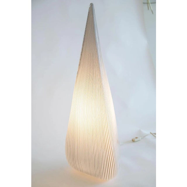 Vintage Murano Seguso Vetri D' Arte Black and White Striped Glass Triangle Sculptural Lamp For Sale - Image 9 of 12