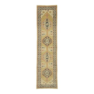 Earth-Tone Turkish Oushak Rug Runner, 02'07 X 10'02 For Sale