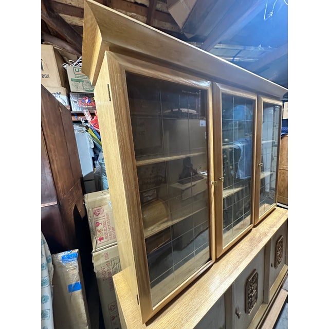 Khaki James Mont Oak Chinoiserie China Cabinet For Sale - Image 8 of 15