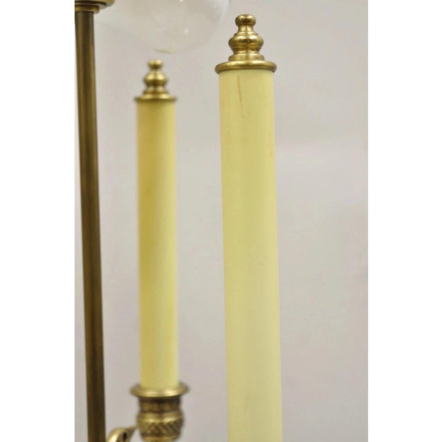 Vintage Regency Style Brass Candlestick Bouillotte Desk Table Lamp W/ Swans (A) For Sale - Image 9 of 11