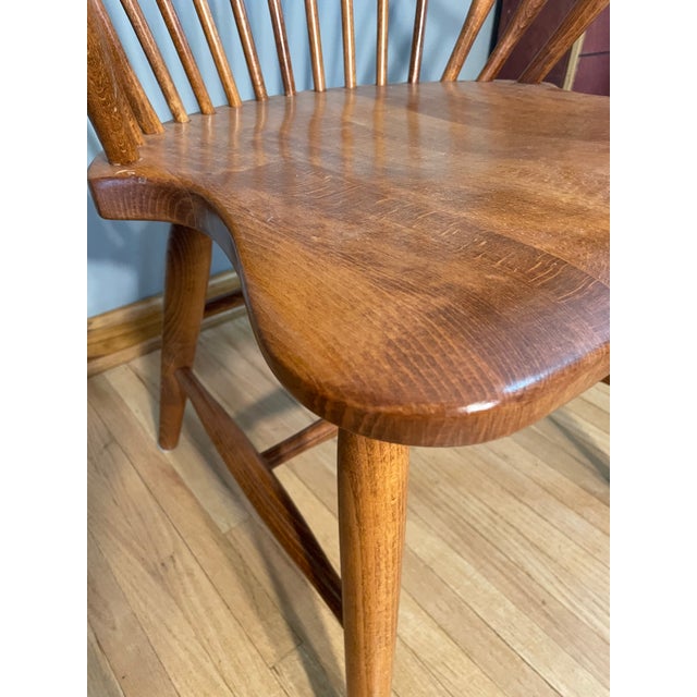 Vintage Set of 2 Slovenian Maple Continuous Arms Windsor Chairs For Sale - Image 10 of 11