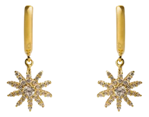 Minimalist Gold Hook Spiritual Sun Dangle Earrings, A Pair