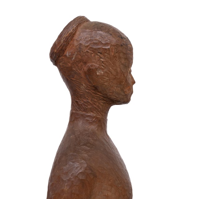 Hand-Carved Wooden Standing Girl, Holland, 1940s For Sale - Image 10 of 12