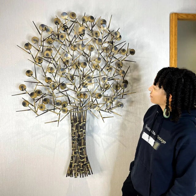 Gold Marc Weinstein Marc Creates Brutalist Torch Cut Metal Nail Tree Wall Sculpture For Sale - Image 8 of 11