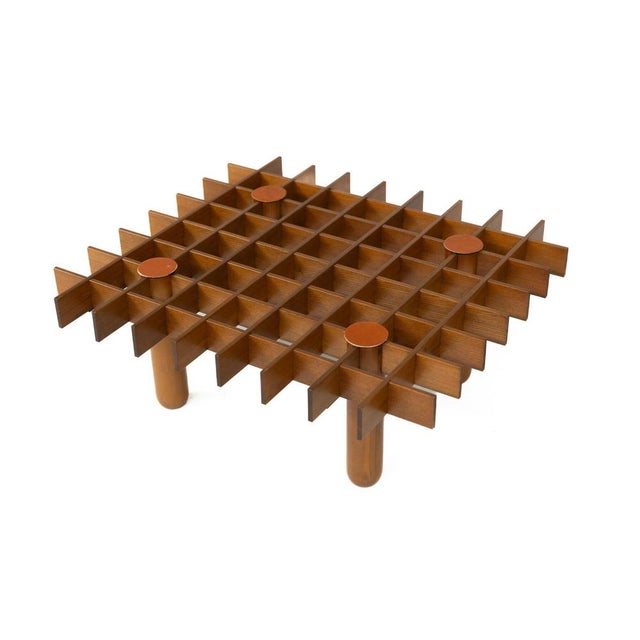 Mid-Century Wood and Glass Coffee Table in the style of Gianfranco Frattini, 1970 For Sale - Image 9 of 11