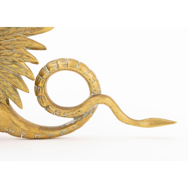 Metal Pair of Vintage Dragon Form Bronze Candlestick Holders For Sale - Image 7 of 10