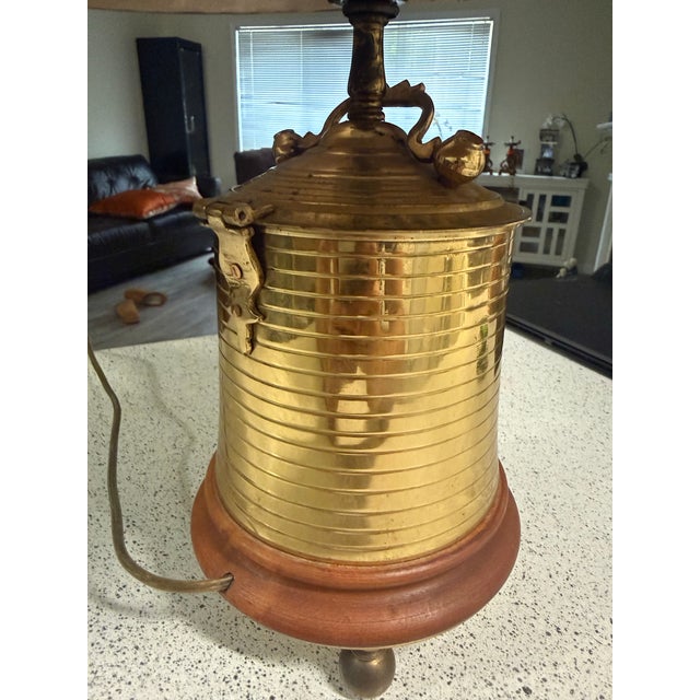 Unique Brass Antique Jar Table Lamp With Shade For Sale - Image 4 of 10