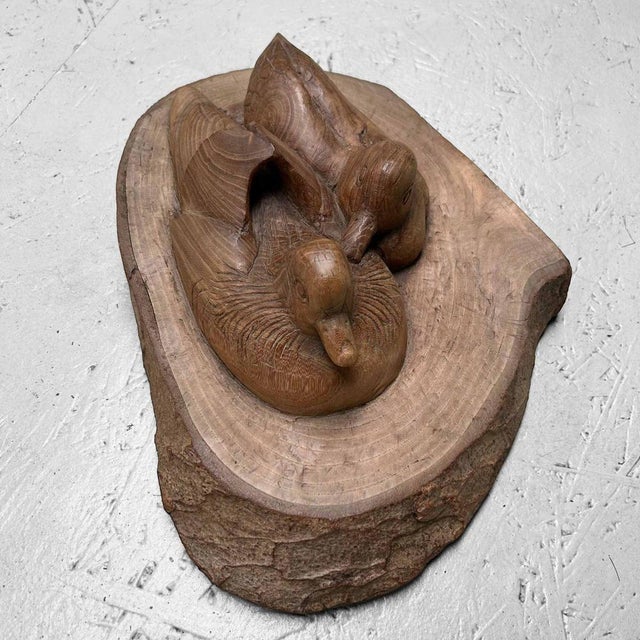 Japanese Waterfowl in Carved Wood, 1940s For Sale - Image 4 of 18