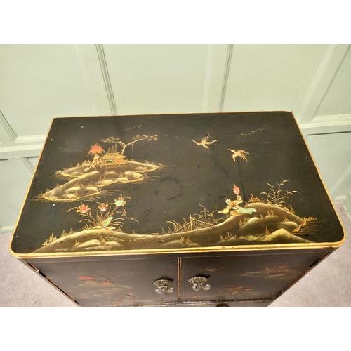 20th Century Black Chinoiserie Lacquer Cupboard, 1910 For Sale - Image 6 of 9