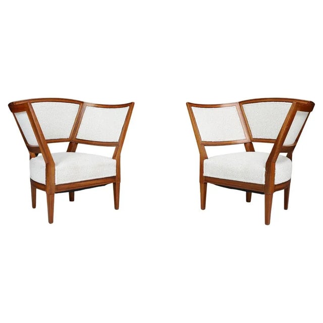 19th Century French Armchairs in New Bouclé Upholstery, 1850, Set of 2 For Sale - Image 9 of 9