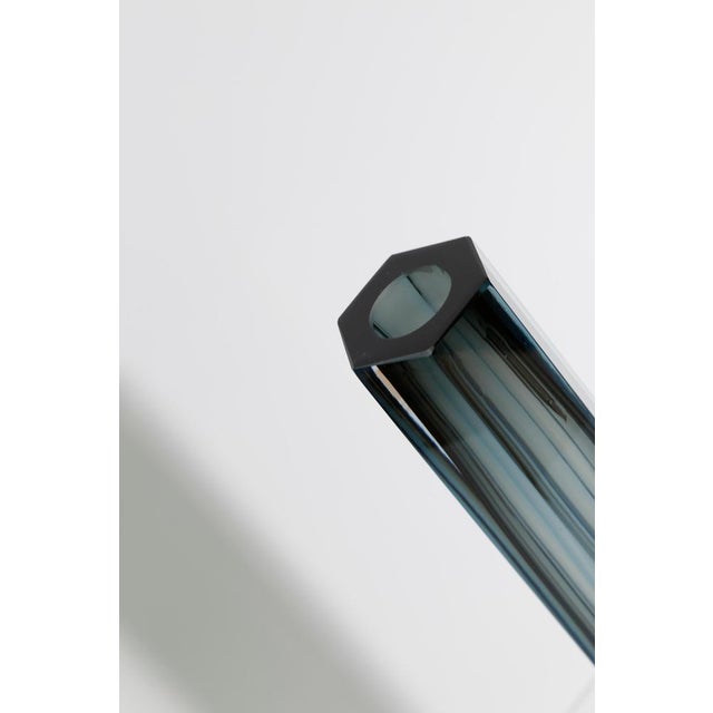 Blue Faceted Murano Sommerso Glass Vase, Italy, 1990s For Sale - Image 8 of 10