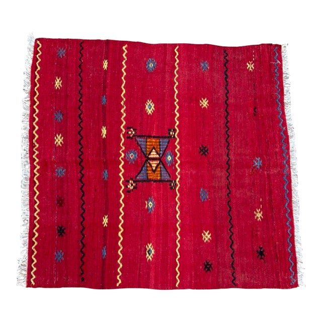1970s Turkish Red Color Oushak Kilim For Sale