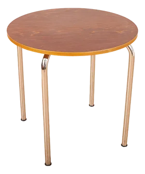 Steel Tube Table in Steel Frame Tube Chrome-Plated, Plate Plywood Stained Dark & Beech Wood Edge