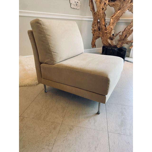 Natuzzi Upholstered Modern Ultrasuede Chair For Sale - Image 13 of 13