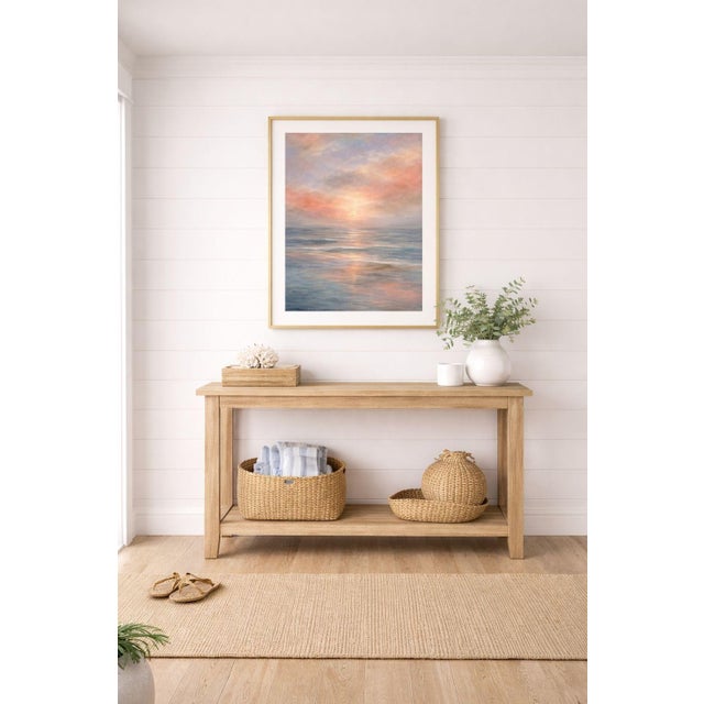 Contemporary Abstract Coastal Sunset Seascape Wall Art, Ocean Horizon Landscape Print, Pastel Beach Art, 24″ × 36″ For Sale - Image 3 of 9