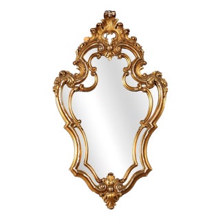 Carved and Gilded Wooden Mirror For Sale
