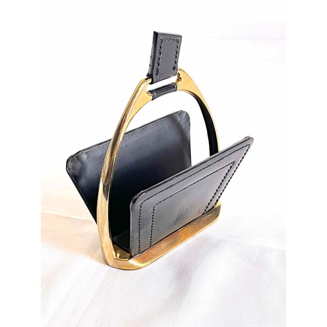 Leather & Brass Letters Holders by Maison Longchamps, Mid-Century, France For Sale - Image 9 of 9