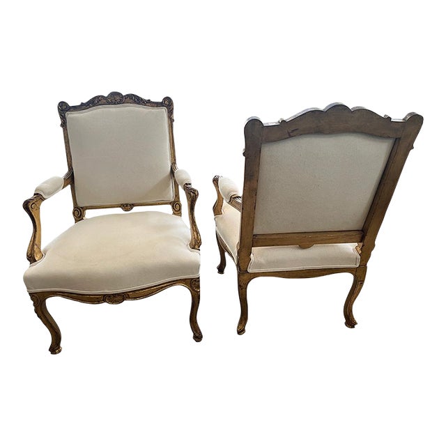 Pair of 19th Century Louis XVI Style Arm Chairs For Sale