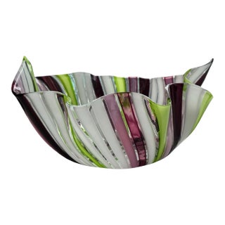 Venini Fazzoletto a Cane Murano Bowl For Sale