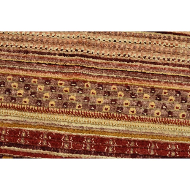 Gabbeh Rug 9’1” X 11’11” Multicolor Wool Striped Hand-Knotted Carpet For Sale - Image 4 of 15