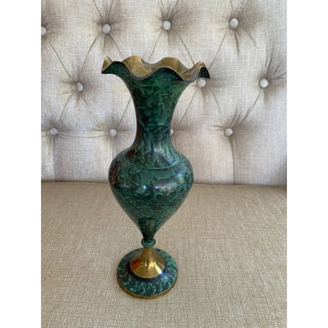 Vintage Mid Century Brass Marble Vase For Sale - Image 11 of 11