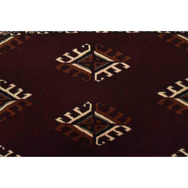 Turkmen Rug 2’10” X 4’1” Red Wool Vintage Tribal Hand-Knotted Oriental Carpet For Sale In Philadelphia - Image 6 of 9