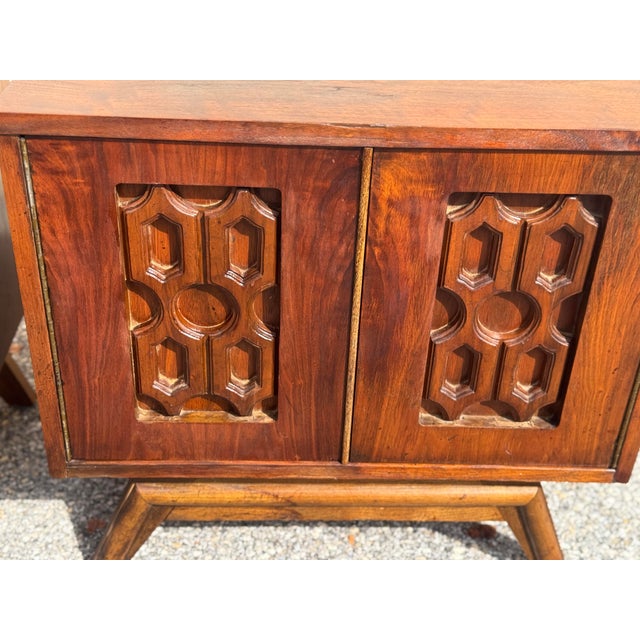 Mid 20th Century Vintage Mid-Century Modern Brutalist Carved Wood Nightstands – Pair For Sale - Image 5 of 12