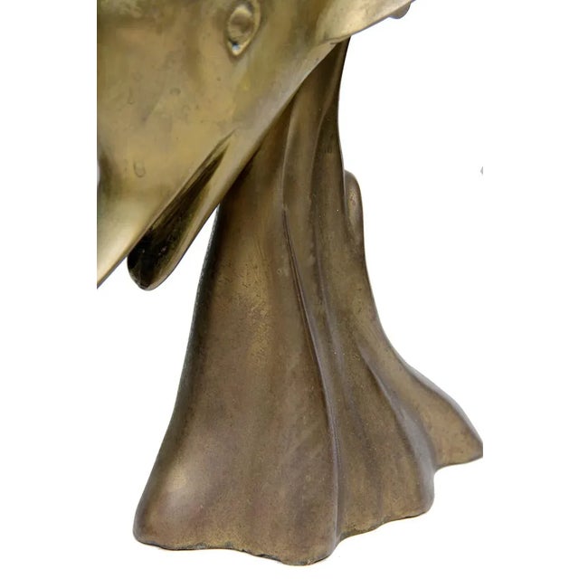 Large Mid Century Brass Dolphin Sculpture For Sale - Image 4 of 6