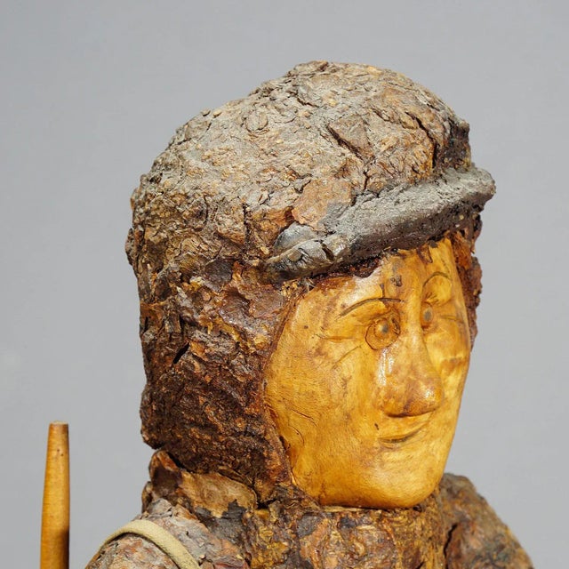 1920 Rustic Black Forest Root Wood Hunter Figurine For Sale - Image 9 of 10