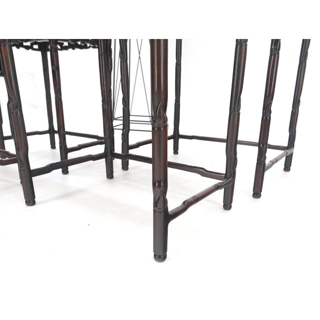 Chinoiserie Set of 4 Nesting Stacking Carved Rosewood End Side Occasional Tables Set Mint! For Sale - Image 3 of 18