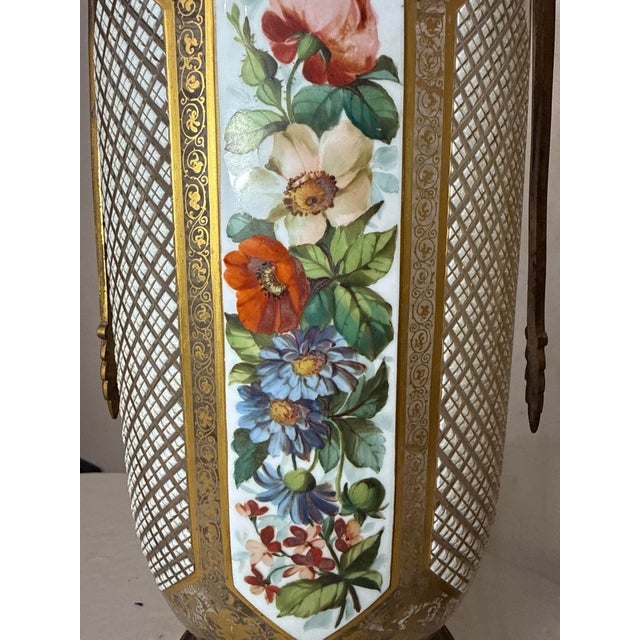 Pair of Large Antique Moser Bronze Mounted Cut to Clear Gilt Glass Table Lamps For Sale In New York - Image 6 of 15