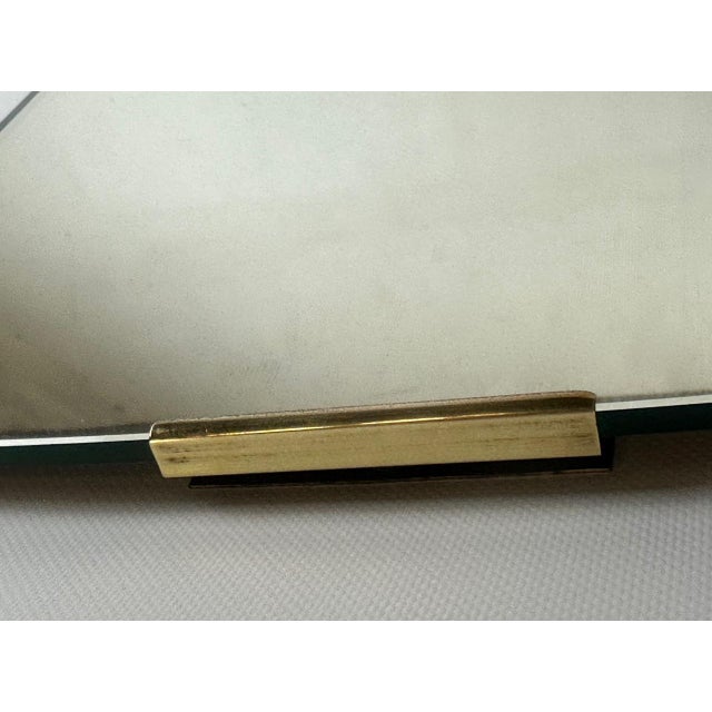Mid-Century Modern Art Deco German Wall Mirror with Brass Decoration, 1940s For Sale - Image 3 of 8