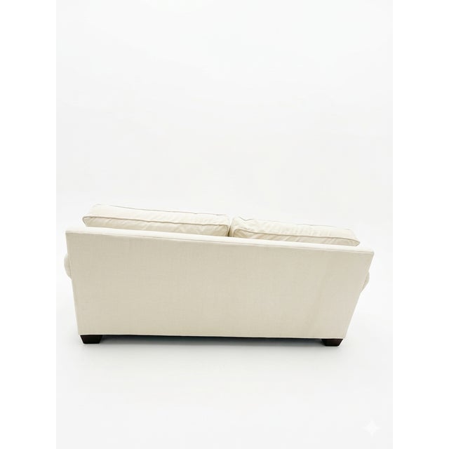 Classic White Velvet Sofa With Nailhead Trim – 83.5” Traditional Couch For Sale - Image 4 of 11