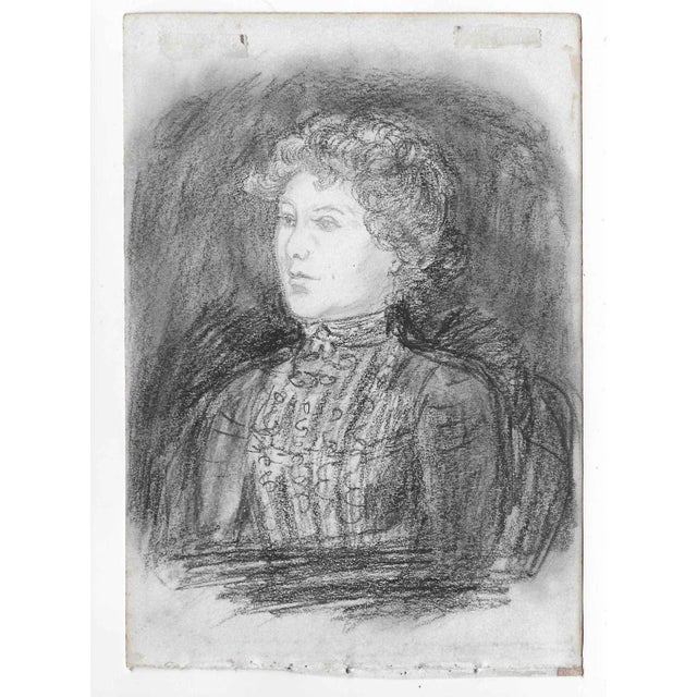 English drawing of an Edwardian lady from a sketchbook by the artist E.A. Thorne. Unsigned.