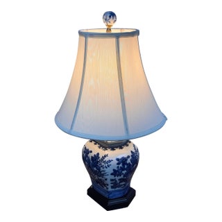Late 20th Century Chinoiserie Garden Motif Ceramic Table Lamp For Sale