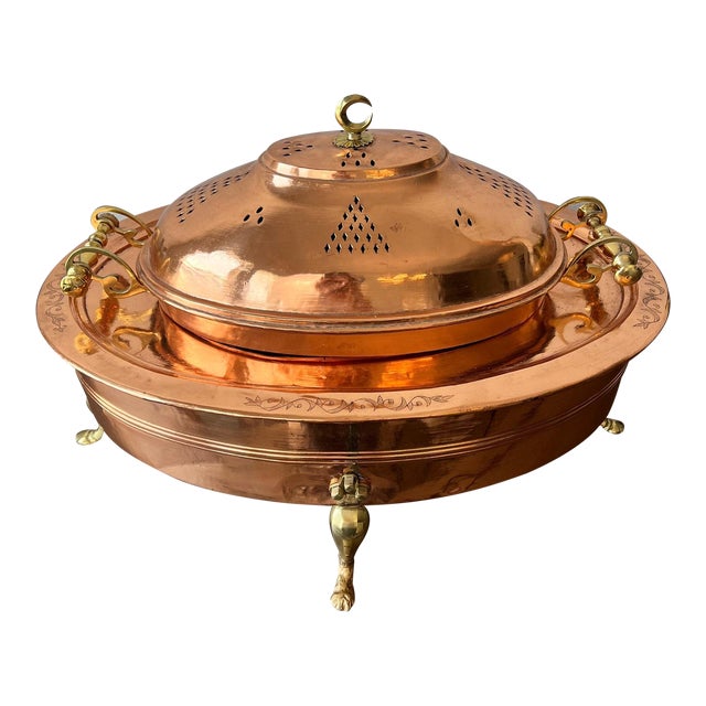 Antique Middle Eastern Copper & Brass Chafing Dish Chairish