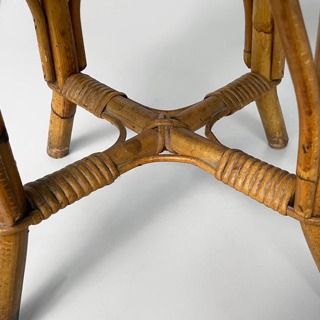 Mid-Century Modern Italian Round Stools in Rattan, 1960s, Set of 2 For Sale - Image 10 of 13