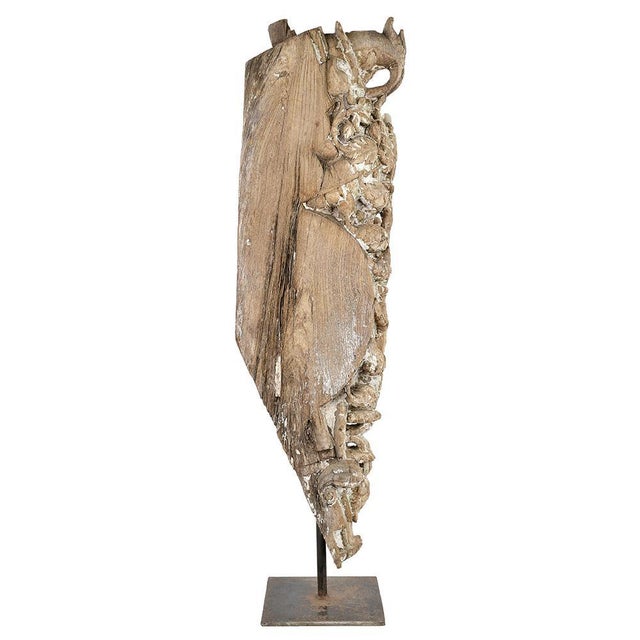 Antique Teak Sculpture on a Base For Sale - Image 3 of 8