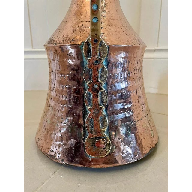 Antique Arts & Crafts Copper and Brass Milk Jug For Sale - Image 3 of 8
