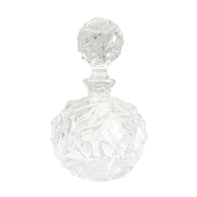 Glass 1980s Tiffany & Co. Rock Cut Crystal Perfume Bottle With Stopper – Hollywood Regency / Modernist For Sale - Image 7 of 11