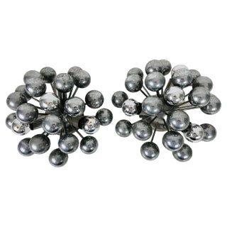 Space Age Chrome Flush Mounts attributed to Cosack Leuchten, Germany, 1970s, Set of 2 For Sale