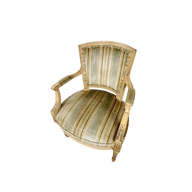 Vintage Neoclassical Striped Seat Armchair For Sale In Philadelphia - Image 6 of 15
