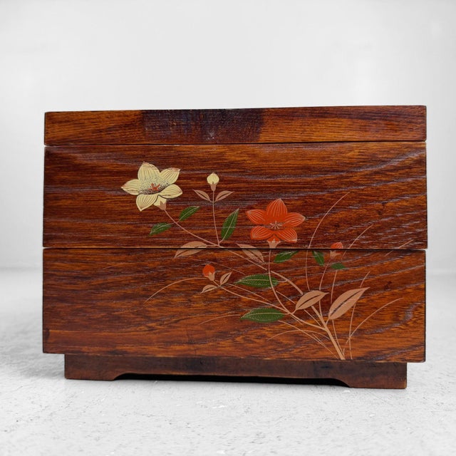 Vintage Japanese Jubako Stacking Box with Floral Decoration, 1970s For Sale - Image 13 of 14