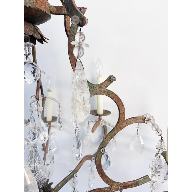 Brown Dennis and Leen "Small Chateau" Iron Chandelier, Rock Crystal For Sale - Image 8 of 12