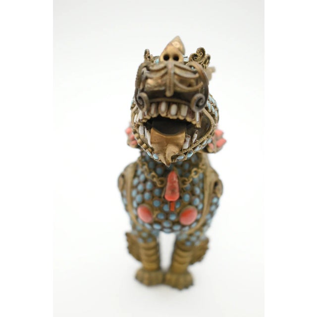 Brass Early 20th Century Foo Dog Snuff Bottle/ Incense Bottle For Sale - Image 8 of 8