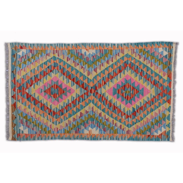 Modern Modern Moroccan Style Hand Woven Colorful Kilim 2'5"x4'4" For Sale - Image 3 of 8