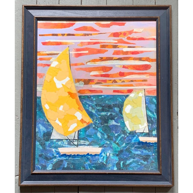 Abstract Original Mixed Media Collage “ny Harbor” For Sale - Image 3 of 3