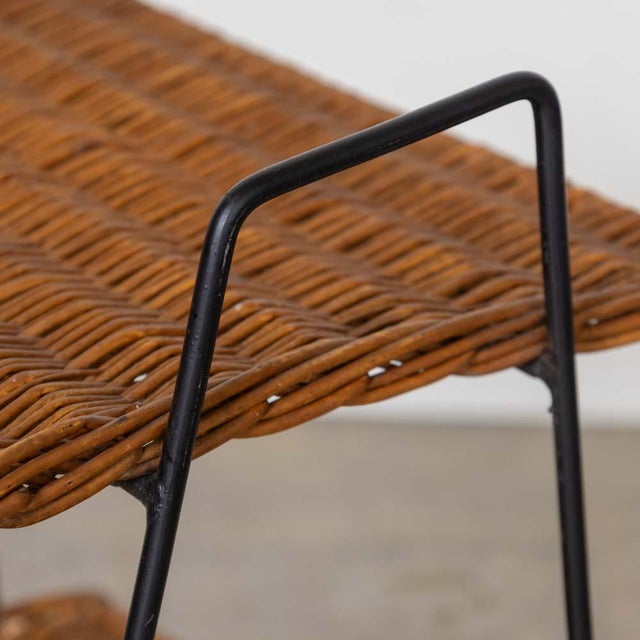 1950s French Wicker and Iron Side Table For Sale - Image 9 of 11
