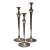 Vintage Tall Sculptural Hammered Silver Metal Candlesticks- Set of 3 For Sale