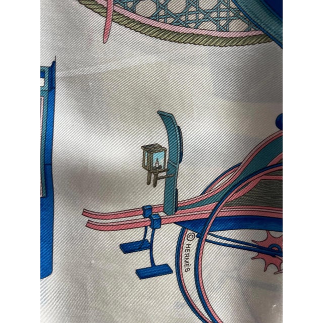 Blue Hermès Scarf « Les Voitures À Transformation » 1965 For Sale - Image 8 of 10
